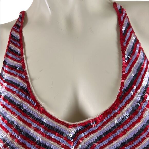 DKNY Sequined Red, White, and Blue Tank Top Good Condition - Picture 5 of 13